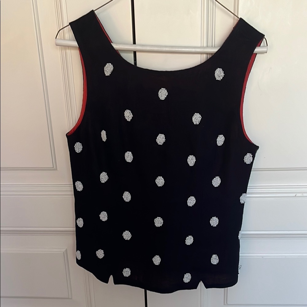 odille linen top w beaded detail